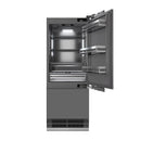 ZLINE Autograph Edition 30-Inch 16.1 Cu. Ft. Built-In Bottom Freezer Refrigerator with Water Dispenser and Ice Maker with Graphite Gray Interior in Panel Ready and Matte Black Accents (GRBIVZ-30-MB)