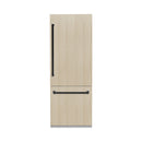 ZLINE Autograph Edition 30-Inch 16.1 Cu. Ft. Built-In Bottom Freezer Refrigerator with Water Dispenser and Ice Maker with Graphite Gray Interior in Panel Ready and Matte Black Accents (GRBIVZ-30-MB)