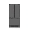 ZLINE Autograph Edition 36-Inch 19.6 cu. ft. French Door Built-In Bottom Freezer Refrigerator with Water Dispenser and Ice Maker with Graphite Gray Interior in Panel Ready and Matte Black Accents (GRBIVZ-36-MB)