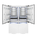 ZLINE Autograph Edition 60-Inch 32.2 cu. ft. Panel Ready Built-In 4-Door French Door Refrigerator with Internal Water and Ice Dispenser with Polished Gold Handles (RBIVZ-60-G)