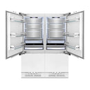 ZLINE Autograph Edition 60-Inch 32.2 cu. ft. Panel Ready Built-In 4-Door French Door Refrigerator with Internal Water and Ice Dispenser with Polished Gold Handles (RBIVZ-60-G)