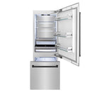 ZLINE 30-Inch Autograph Edition 16.1 cu. ft. Built-in 2-Door Bottom Freezer Refrigerator with Internal Water and Ice Dispenser in Stainless Steel with Matte Black Accents (RBIVZ-304-30-MB)