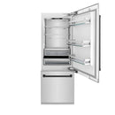 ZLINE 30-Inch Autograph Edition 16.1 cu. ft. Built-in 2-Door Bottom Freezer Refrigerator with Internal Water and Ice Dispenser in Stainless Steel with Matte Black Accents (RBIVZ-304-30-MB)