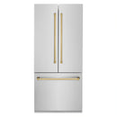 ZLINE 36-Inch Autograph Edition 19.6 cu. ft. Built-in 2-Door Bottom Freezer Refrigerator with Internal Water and Ice Dispenser in Stainless Steel with Gold Accents (RBIVZ-304-36-G)