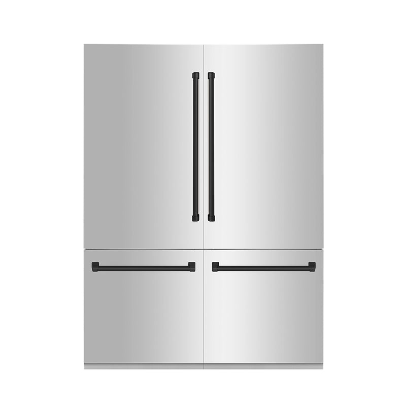 ZLINE 60-Inch Autograph Edition Built-In 32.2 cu. ft. 4-Door French Door Refrigerator with Internal Water and Ice Dispenser in Stainless Steel with Matte Black Accents (RBIVZ-304-60-MB)