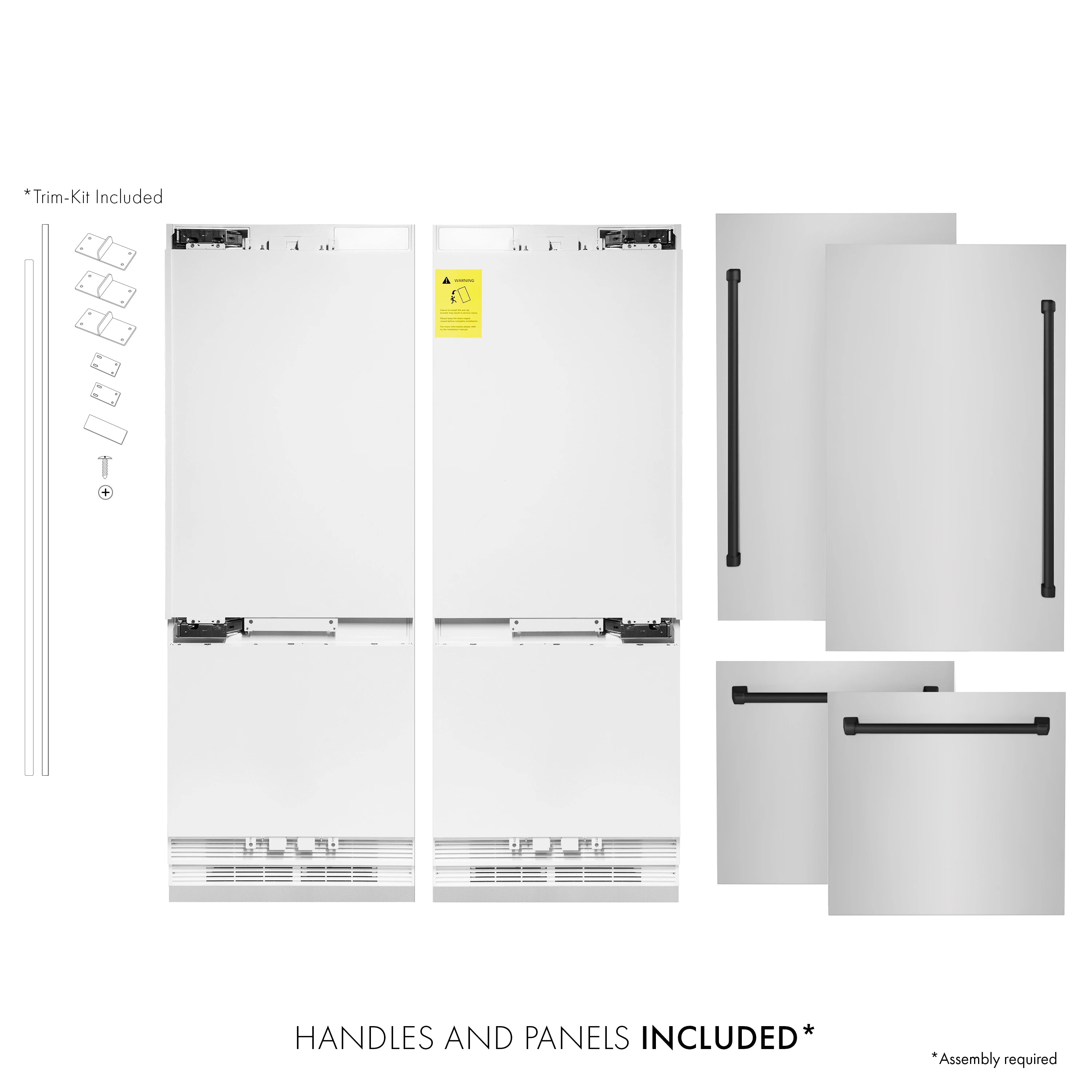 Refrigerator door panel and handle kit diagram with included components