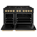 ZLINE Autograph Edition 48-Inch Gas Range with 8 Gas Burner Cooktop, and 6.7 Cu. Ft. Convection Oven in Black Stainless Steel with Gold Accent (CGRBZ-48-G)