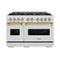 ZLINE Autograph Edition 48-Inch  Classic Series Dual Fuel Range with 8 Gas Burner Cooktop and 6.7 Cu. Ft. Electric Convection Oven in DuraSnow Stainless Steel with Champagne Bronze (CDRSZ-48-CB)