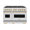 ZLINE Autograph Edition 48-Inch Classic Series Dual Fuel Range with 8 Gas Burner Cooktop and 6.7 Cu. Ft. Electric Convection Oven in DuraSnow Stainless Steel with Gold (CDRSZ-48-G)