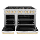 ZLINE Autograph Edition 48-Inch Classic Series Dual Fuel Range in Satin Stainless Steel with White Matte Door and Gold Accents (CDRSZ-WM-48-G)