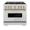 ZLINE Autograph Edition 36-Inch Classic Series Dual Fuel Range with 6 Gas Burner Cooktop and 5.2 Cu. Ft. Electric Convection Oven in Stainless Steel with Champagne Bronze Accents (CDRZ-36-CB)