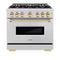 ZLINE Autograph Edition 36-Inch Classic Series Dual Fuel Range with 6 Gas Burner Cooktop and 5.2 Cu. Ft. Electric Convection Oven in Stainless Steel with Polished Gold Accents (CDRZ-36-G)