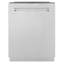 ZLINE 4-Piece Appliance Package - 48-Inch Gas Range, Hood, Refrigerator, and Dishwasher in Stainless Steel