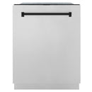 ZLINE 3-Piece Appliance Package - 36-Inch Dual Fuel Range, Refrigerator with Water Dispenser, and Dishwasher in Stainless Steel with Matte Black Accents