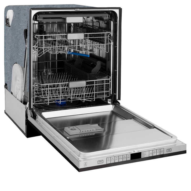 ZLINE 24-Inch Monument Series 3rd Rack Top Touch Control Dishwasher in Black Matte with Stainless Steel Tub, 45dBa (DWMT-BLM-24)