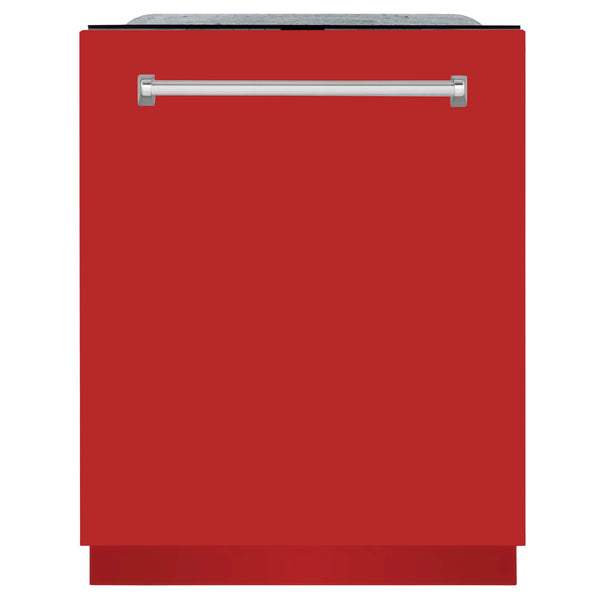 ZLINE 24-Inch Monument Series 3rd Rack Top Touch Control Dishwasher in Red Matte with Stainless Steel Tub, 45dBa (DWMT-RM-24)