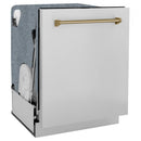 ZLINE 3-Piece Appliance Package - 30-Inch Dual Fuel Range, Refrigerator, and Dishwasher in Stainless Steel with Champagne Bronze Accents