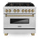 ZLINE Legacy Series Autograph Edition 36-inch Dual Fuel Range with Gas Stove and 4.6 Cu. Ft. Electric Oven in Fingerprint Resistant Satin Stainless Steel with Champagne Bronze Accents (RASZ-SN-36-CB)