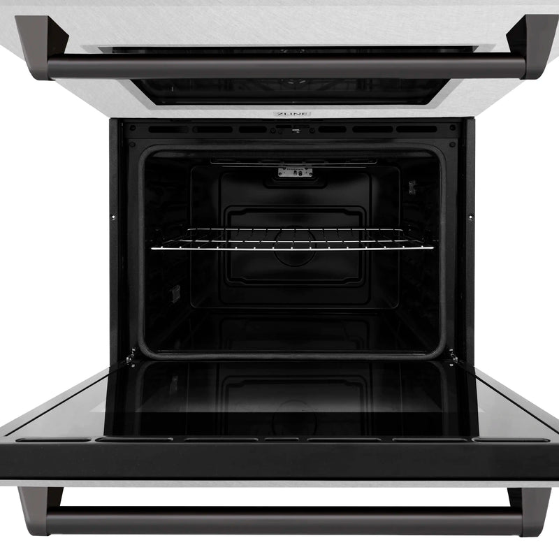 ZLINE Autograph Edition 30 in. Professional True Convection Double Wall Oven with Air Fry and Self Clean in DuraSnow Stainless Steel with Matte Black Handles (WADSZ-30-MB)