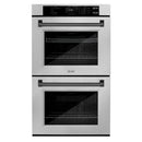 ZLINE Autograph Edition 30 in. Professional True Convection Double Wall Oven with Air Fry and Self Clean in Satin Stainless Steel with Matte Black Handles (WADSZ-30-MB)
