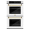 ZLINE Autograph Edition 30-Inch Professional True Convection Double Wall Oven with Air Fry and Self Clean in DuraSnow Stainless Steel with White Matte Doors and Polished Gold Handles (WADSZ-WM-30-G)