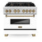ZLINE Legacy Series Autograph Edition 36-inch Dual Fuel Range with Gas Stove and 4.6 Cu. Ft. Electric Oven in Fingerprint Resistant Satin Stainless Steel with White Matte Door and Champagne Bronze Accents (RASZ-WM-36-CB)