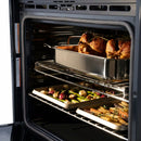 ZLINE 30-Inch Autograph Edition Professional True Convection Single Wall Oven with Air Fry and Self Clean in Satin Stainless Steel with White Matte Door and Matte Black Handle (WASSZ-WM-30-MB)