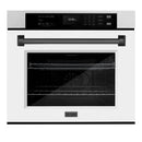 ZLINE 30-Inch Autograph Edition Professional True Convection Single Wall Oven with Air Fry and Self Clean in Satin Stainless Steel with White Matte Door and Matte Black Handle (WASSZ-WM-30-MB)