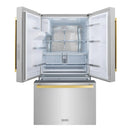 ZLINE Autograph Edition 36-Inch 28.9 cu. ft. Standard-Depth French Door External Water Dispenser Refrigerator with Dual Ice Maker in Fingerprint Resistant Stainless Steel and Polished Gold Square Handles (RSMZ-W-36-FG)