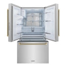 ZLINE Autograph 36-Inch Standard-Depth French Door Refigerator with External Water Dispenser & Dual Ice Maker in Stainless Steel with Bronze Helix Handles (RSMZ-W-36-KCB)