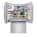 ZLINE Autograph 36-Inch Standard-Depth French Door Refrigerator with External Water Dispenser & Dual Ice Maker in Stainless Steel with Nickel Helix Handles (RSMZ-W-36-KPN)
