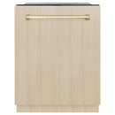 ZLINE Autograph Edition 24-Inch Monument Series 3rd Rack Top Touch Control Tall Tub Dishwasher in Custom Panel Ready with Gold Handle (DWMTZ-24-G)