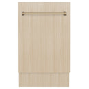 ZLINE Autograph Edition 18-Inch Tallac Series 3rd Rack Top Control Dishwasher in Custom Panel Ready with Champagne Bronze Handle (DWVZ-18-CB)