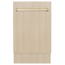 ZLINE Autograph Edition 18-Inch Tallac Series 3rd Rack Top Control Dishwasher in Custom Panel Ready with Polished Gold Handle (DWVZ-18-G)