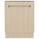 ZLINE Autograph Edition 24-Inch Tallac Series 3rd Rack Top Control Built-In Tall Tub Dishwasher in Custom Panel Ready with Champagne Bronze Handle (DWVZ-24-CB)
