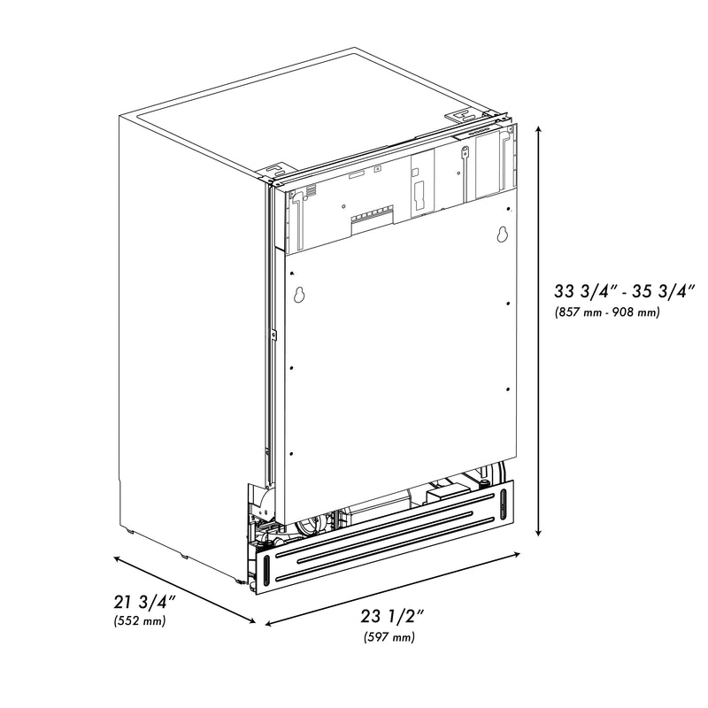 ZLINE Autograph Edition 24-Inch Tallac Series 3rd Rack Top Control Built-In Tall Tub Dishwasher in Custom Panel Ready with Polished Gold Handle (DWVZ-24-G)