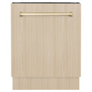ZLINE Autograph Edition 24-Inch Tallac Series 3rd Rack Top Control Built-In Tall Tub Dishwasher in Custom Panel Ready with Polished Gold Handle (DWVZ-24-G)