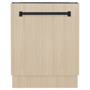 ZLINE Autograph Edition 24-Inch Tallac Series 3rd Rack Top Control Built-In Tall Tub Dishwasher in Custom Panel Ready with Matte Black Handle (DWVZ-24-MB)
