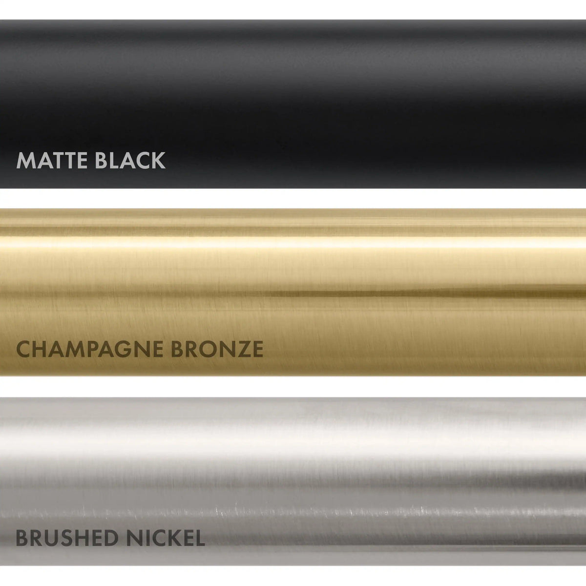 Faucet finish close-up showing brushed nickel and champagne bronze bronze tones