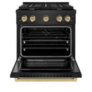ZLINE Autograph Edition 30-Inch 4.2 cu. ft. Paramount Dual Fuel Range with 4 Burner Gas Cooktop and Electric Convection Oven in Black Stainless Steel with Champagne Bronze Accents (SDRBZ-30-CB)