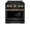 ZLINE Autograph Edition 30-Inch 4.2 cu. ft. Paramount Dual Fuel Range with 4 Burner Gas Cooktop and Electric Convection Oven in Black Stainless Steel with Champagne Bronze Accents (SDRBZ-30-CB)