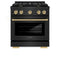 ZLINE Autograph Edition 30-Inch 4.2 cu. ft. Paramount Dual Fuel Range with 4 Burner Gas Cooktop and Electric Convection Oven in Black Stainless Steel with Champagne Bronze Accents (SDRBZ-30-CB)