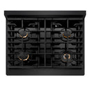 ZLINE Autograph Edition 30-Inch 4.2 cu. ft. Paramount Dual Fuel Range with 4 Burner Gas Cooktop and Electric Convection Oven in Black Stainless Steel with Champagne Bronze Accents (SDRBZ-30-CB)