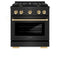 ZLINE Autograph Edition 30-Inch 4.2 cu. ft. Paramount Dual Fuel Range with 4 Burner Gas Cooktop and Electric Convection Oven in Black Stainless Steel with Polished Gold Accents (SDRBZ-30-G)