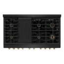 ZLINE 3-Piece Appliance Package - 48-Inch Paramount Dual Fuel Range, 36-Inch French Door Refrigerator, Dishwasher, in Black Stainless Steel with Gold Accents
