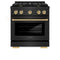ZLINE Autograph Edition 30-Inch Gas Range with 4 Gas Burners and 4.2 cu. ft. Convection Gas Oven in Black Stainless Steel and Champagne Bronze Accents (SGRBZ-30-CB)