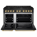 ZLINE Autograph Edition 48-Inch Paramount Gas Range with 8 Gas Burners and 6.7 cu. ft. Double Gas Oven in Black Stainless Steel and Polished Gold Accents (SGRBZ-48-G)