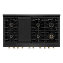 ZLINE Autograph Edition 2-Piece Appliance Package - 48-Inch Gas Range & Wall Mounted Range Hood in Black Stainless Steel with Gold Trim (2AKPR-SGRBRH48-G)