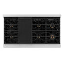 ZLINE Autograph Edition 48-Inch 6.7 cu. ft. Paramount Double Oven Dual Fuel Range with 8 Burner Gas Cooktop in Satin Stainless Steel with Black Matte Door and Champagne Bronze Accents (SDRSZ-BLM-48-CB)