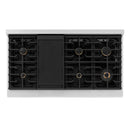 ZLINE Autograph Edition 48-Inch 6.7 cu. ft. Paramount Double Oven Dual Fuel Range with 8 Burner Gas Cooktop in Satin Stainless Steel with Black Matte Door and Polished Gold Accents (SDRSZ-BLM-48-G)